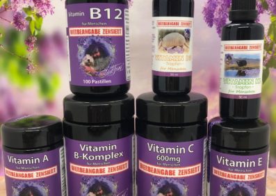Turbo Vitamin Set 
bestehend aus: Vitamin A, Vitamin B Komplex, Vitamin B12, Vitamin C 600, Vitamin D3, Vitamin K2, und Vitamin E